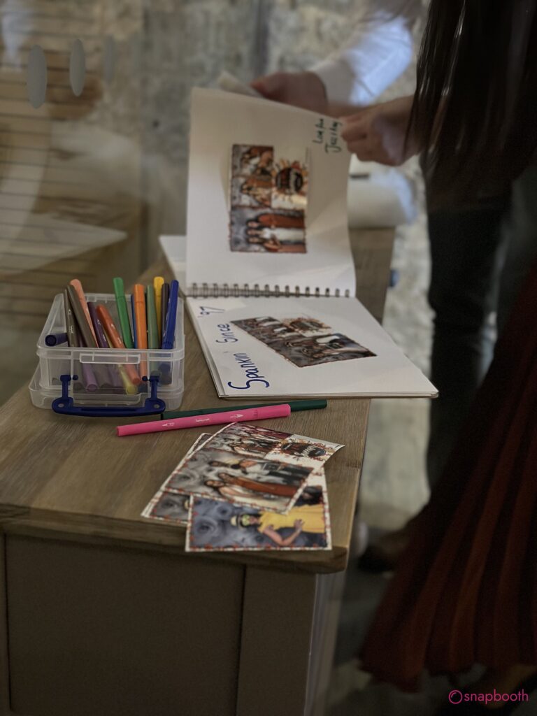 Guest book with printed photos at a Wantage photo booth