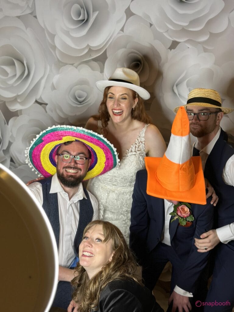 Selfie Pod photo booth with ring light ready for guests at a Marlow wedding