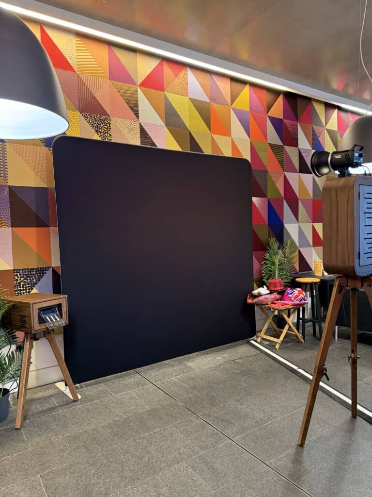 Retro Pod photo booth at a Buckinghamshire university event