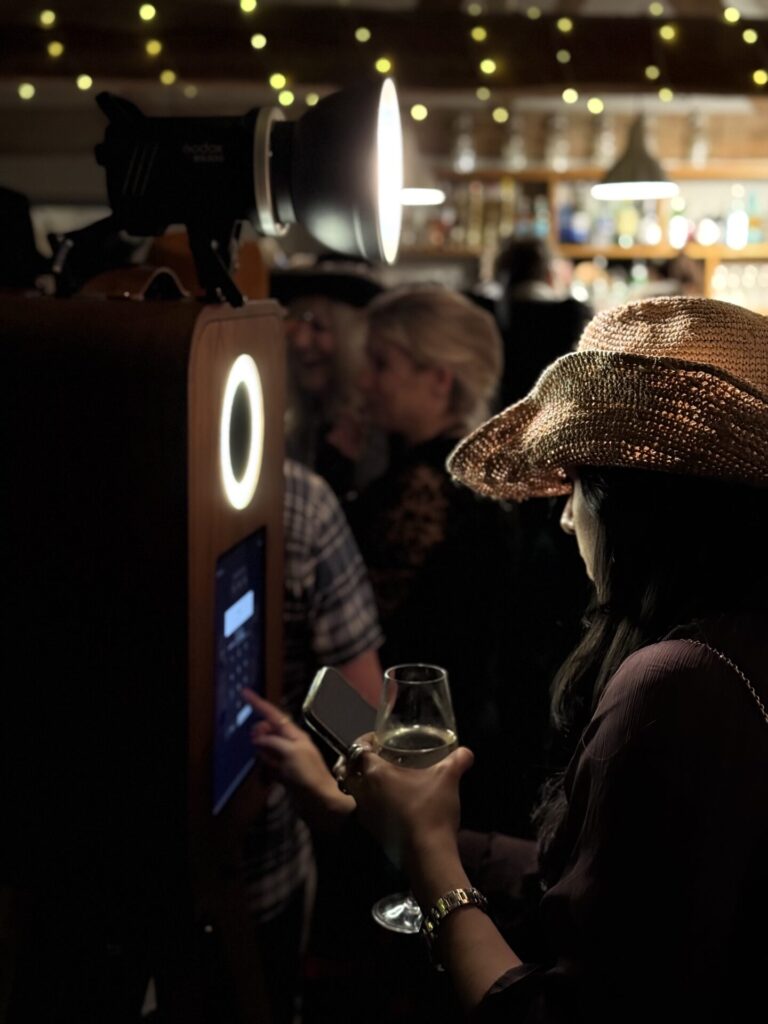 beautiful young lady using the retro pod