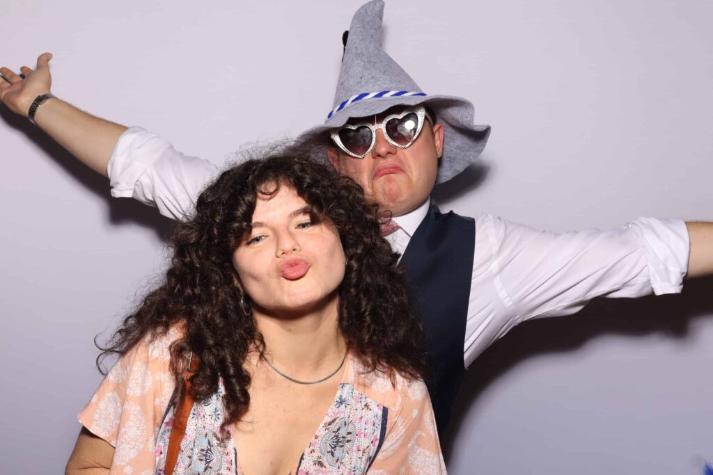 Photo booth hire Stevenage - wedding guests enjoying premium photo booth experience