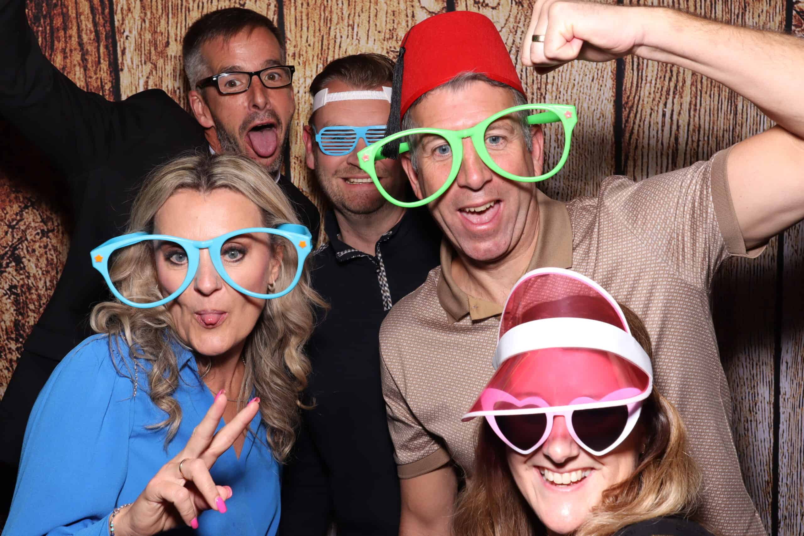Private function photo booth hire - friends with oversized novelty glasses